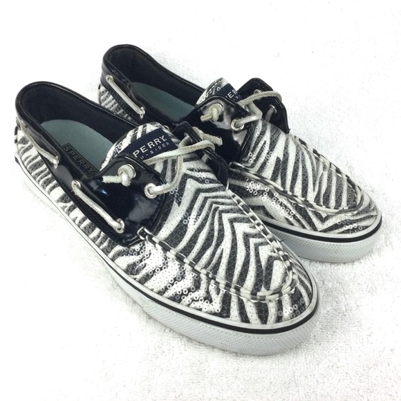 Sperry Shoes - Sperry Sequin Slip-Ons 8 Patent Boat Shoes Zebra